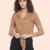 Brown & Off-White Polka Dots Slim Fit Printed Casual Shirt by Purplicious