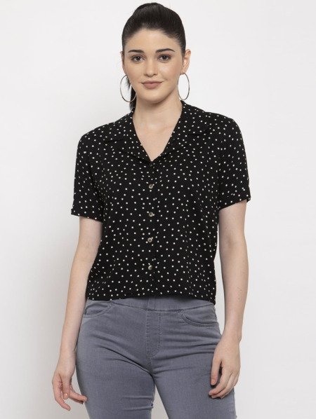 Black and off white polka dots shirt by Purplicious