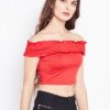 Purplicious Women Red Off Shoulder Solid Tube Top