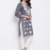 Charcoal-Grey-White-Chikankari-Embroidered-Cotton-Straight-Kurta-women