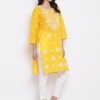 Yellow-White-Chikankari-Embroidered-Cotton-Straight-Kurta-women