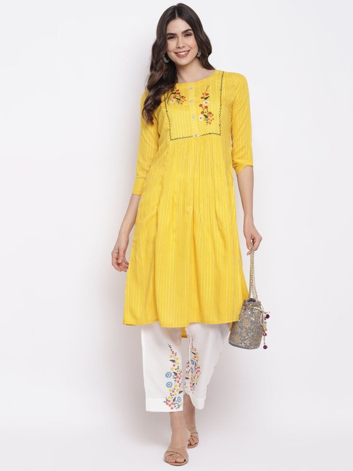 Yellow-White-Embroidered-Kurta-with-Trousers-suit-Women-purplicious