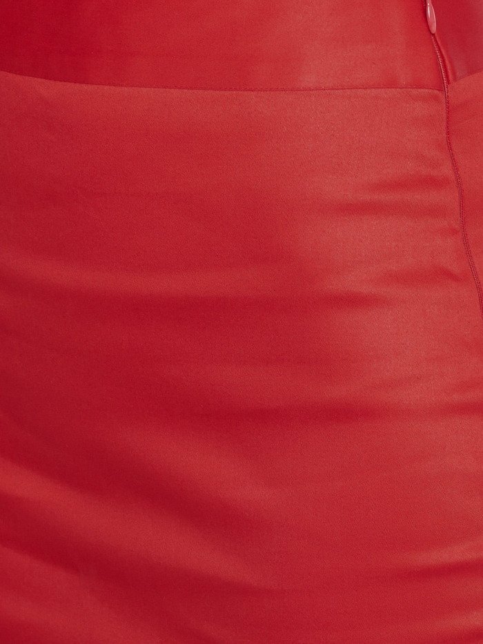 Red Formal Cotton Women Pencil Skirt Purplicious