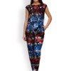 Red And Blue Pleated Jumpsuit