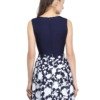 Navy Blue Printed Fit and Flare Dress