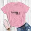 Love You More Calligraphy T-shirt in White and Pink 7